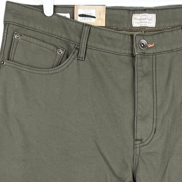 NWT Weatherproof Vintage Men Bonded Fleece Lined Green Canvas Pant 40x30 Regular - Picture 16 of 16